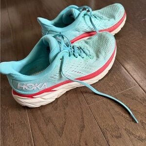 Hoka Women's Teal and Coral Athletic Shoes